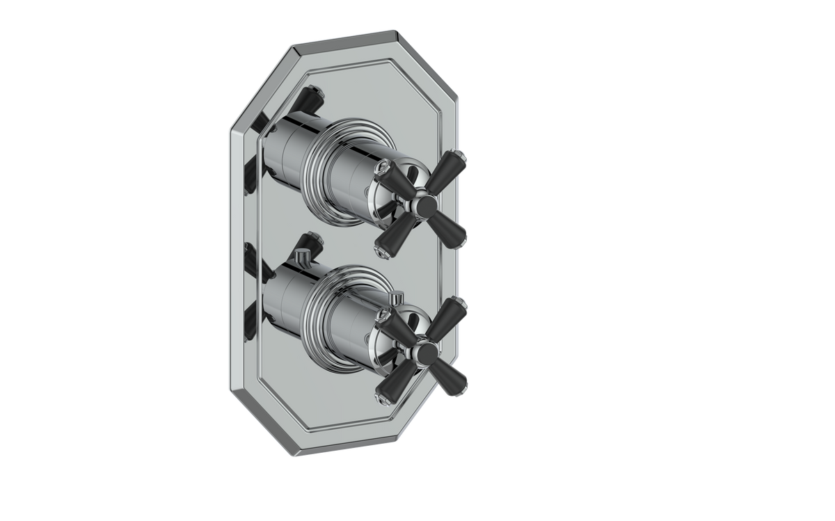 Vogt Carinthia Trim for 2-Way TH Valve - Cross Handle (C3) / Chrome/Matte Black