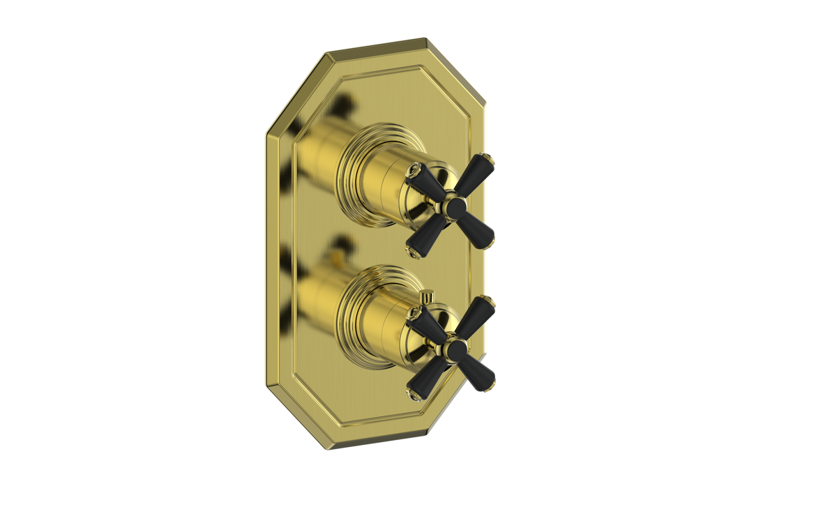 Vogt Carinthia Trim for 2-Way TH Valve - Cross Handle (C3) / Brushed Gold/Matte Black