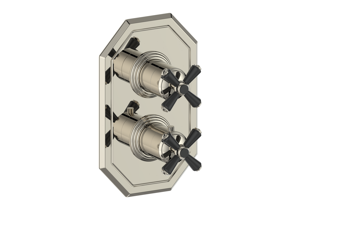 Vogt Carinthia Trim for 2-Way TH Valve - Cross Handle (C3) / Polished Nickel/Matte Black