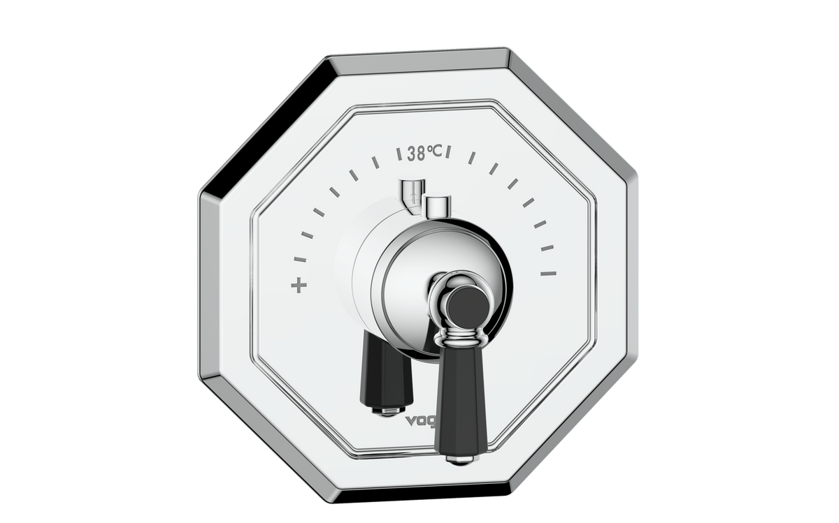 Vogt Carinthia Trim for 3/4" High-Flow TH Valve - Octagonal Handle (C2) / Chrome/Matte Black
