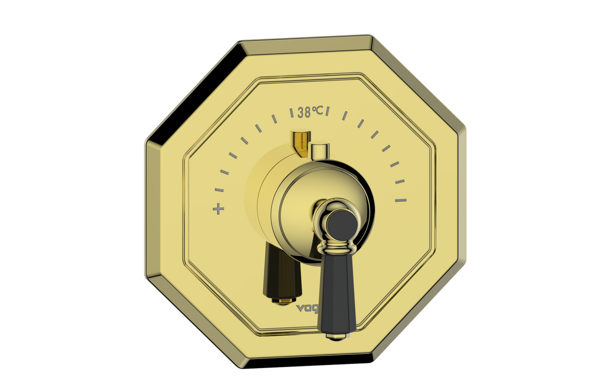 Vogt Carinthia Trim for 3/4" High-Flow TH Valve - Octagonal Handle (C2) / Brushed Gold/Matte Black