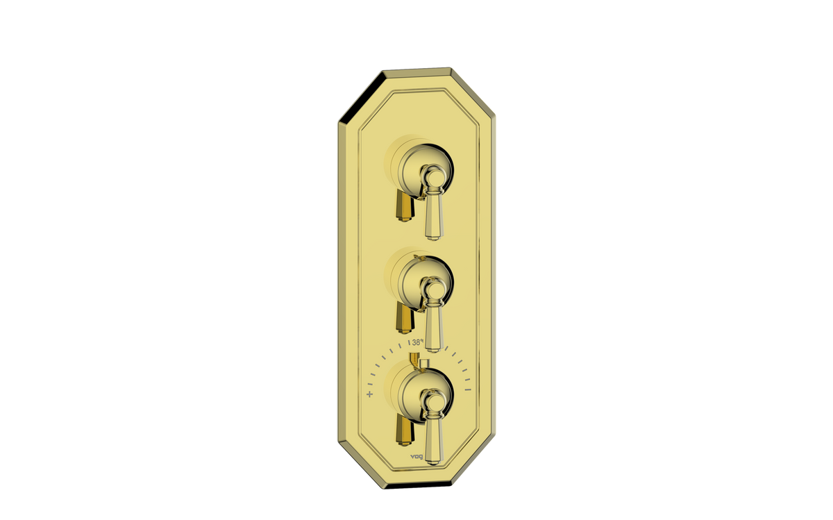 Vogt Carinthia Trim for 3/4" High-Flow TH Valve with 2 Stops - Octagonal Handle (C2) / Brushed Gold