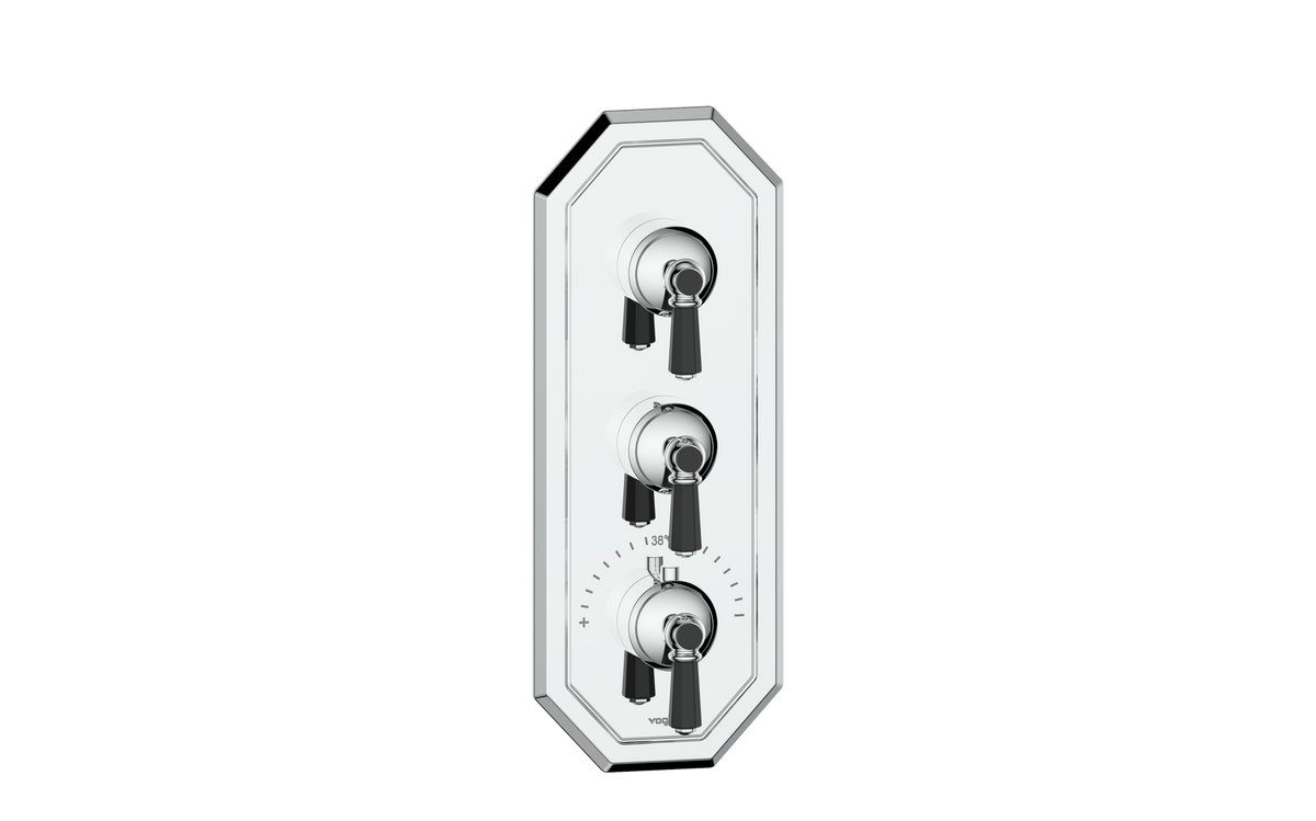 Vogt Carinthia Trim for 3/4" High-Flow TH Valve with 2 Stops - Octagonal Handle (C2) / Chrome/Matte Black