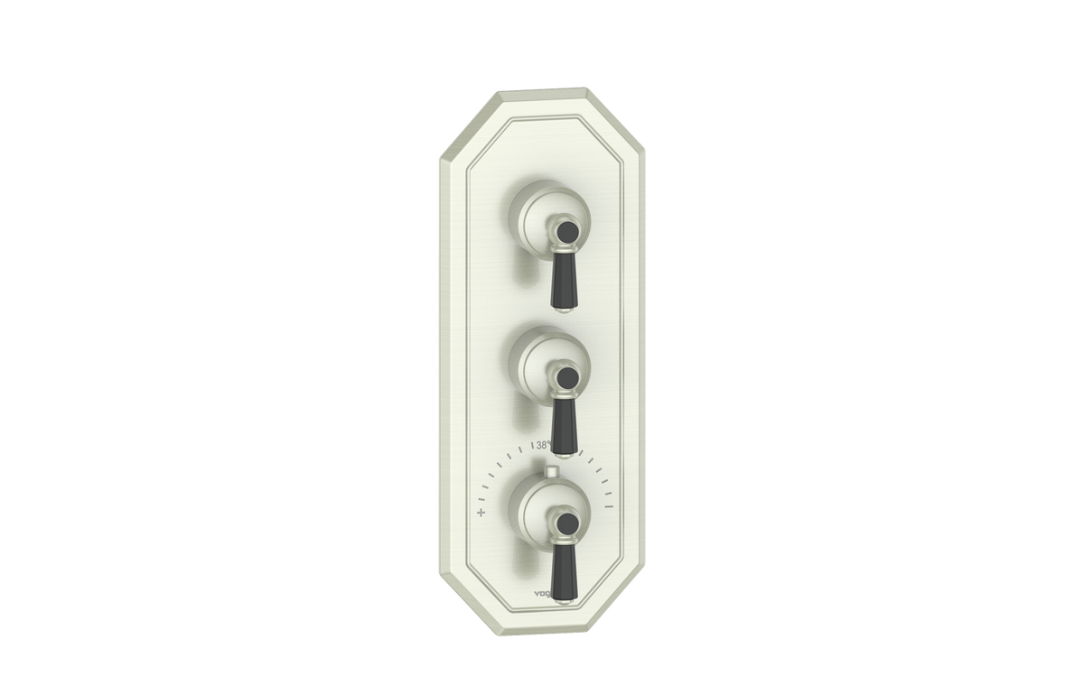 Vogt Carinthia Trim for 3/4" High-Flow TH Valve with 2 Stops - Octagonal Handle (C2) / Brushed Nickel/Matte Black