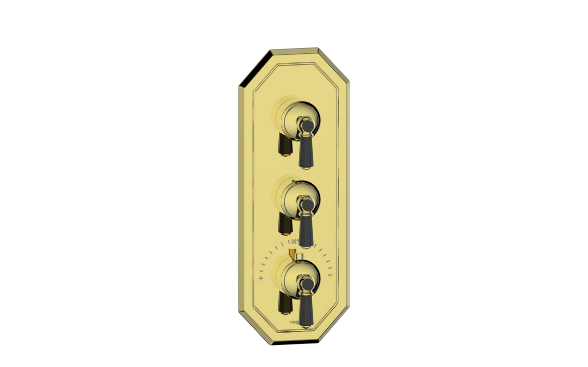 Vogt Carinthia Trim for 3/4" High-Flow TH Valve with 2 Stops - Octagonal Handle (C2) / Brushed Gold/Matte Black