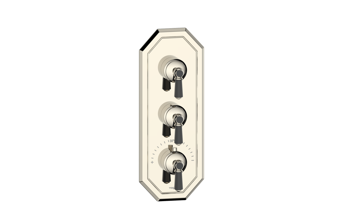 Vogt Carinthia Trim for 3/4" High-Flow TH Valve with 2 Stops - Octagonal Handle (C2) / Polished Nickel/Matte Black