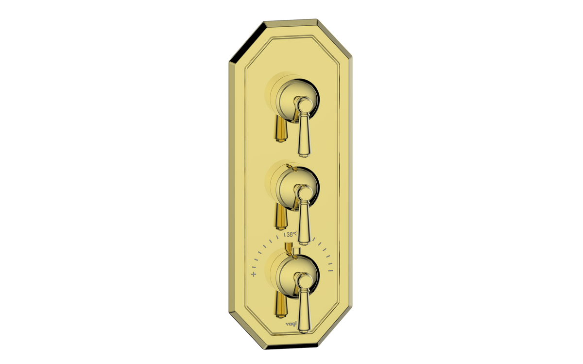 Vogt Carinthia Trim for 3/4" High-Flow TH Valve with 2 Stops - Lever Handle (C1) / Brushed Gold