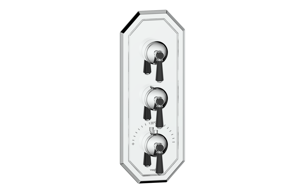 Vogt Carinthia Trim for 3/4" High-Flow TH Valve with 2 Stops - Lever Handle (C1) / Chrome/Matte Black