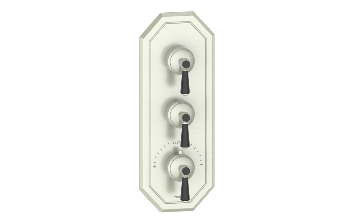Vogt Carinthia Trim for 3/4" High-Flow TH Valve with 2 Stops - Lever Handle (C1) / Brushed Nickel/Matte Black