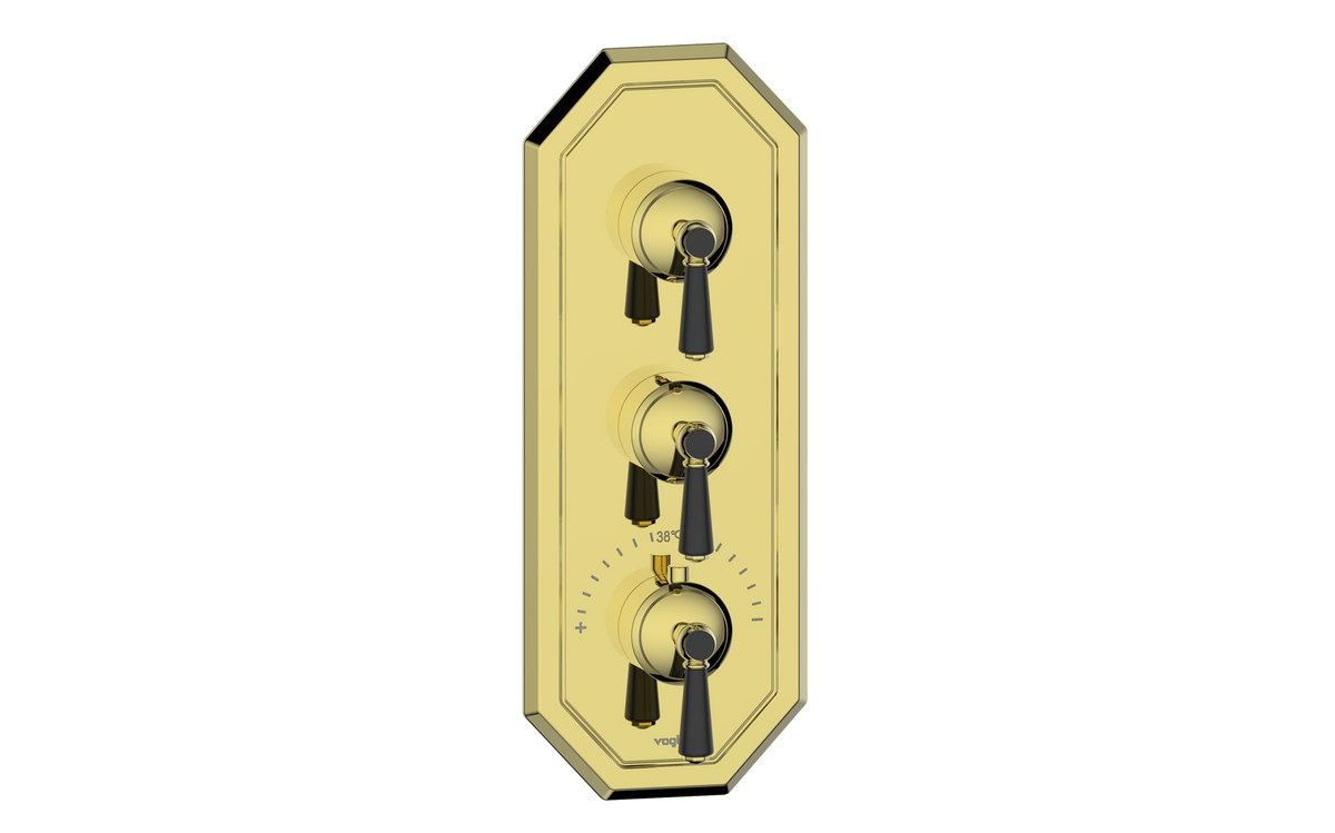 Vogt Carinthia Trim for 3/4" High-Flow TH Valve with 2 Stops - Lever Handle (C1) / Brushed Gold/Matte Black