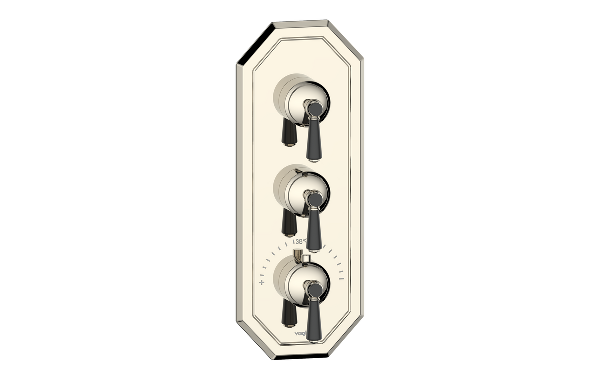 Vogt Carinthia Trim for 3/4" High-Flow TH Valve with 2 Stops - Lever Handle (C1) / Polished Nickel/Matte Black