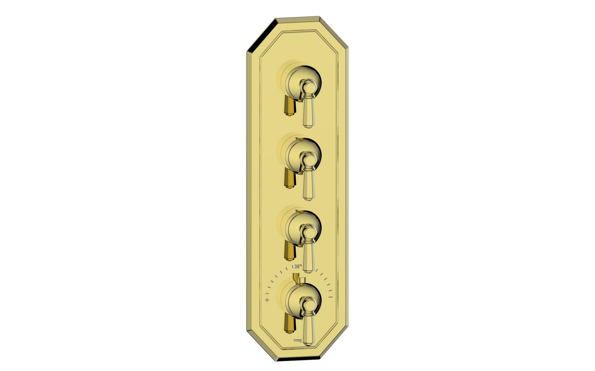 Vogt Carinthia Trim for 3/4" High-Flow TH Valve with 3 Stops - Octagonal Handle (C2) / Brushed Gold