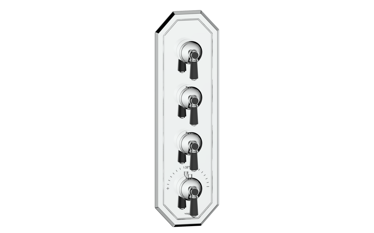 Vogt Carinthia Trim for 3/4" High-Flow TH Valve with 3 Stops - Octagonal Handle (C2) / Chrome/Matte Black