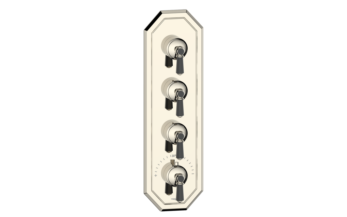 Vogt Carinthia Trim for 3/4" High-Flow TH Valve with 3 Stops - Octagonal Handle (C2) / Polished Nickel/Matte Black