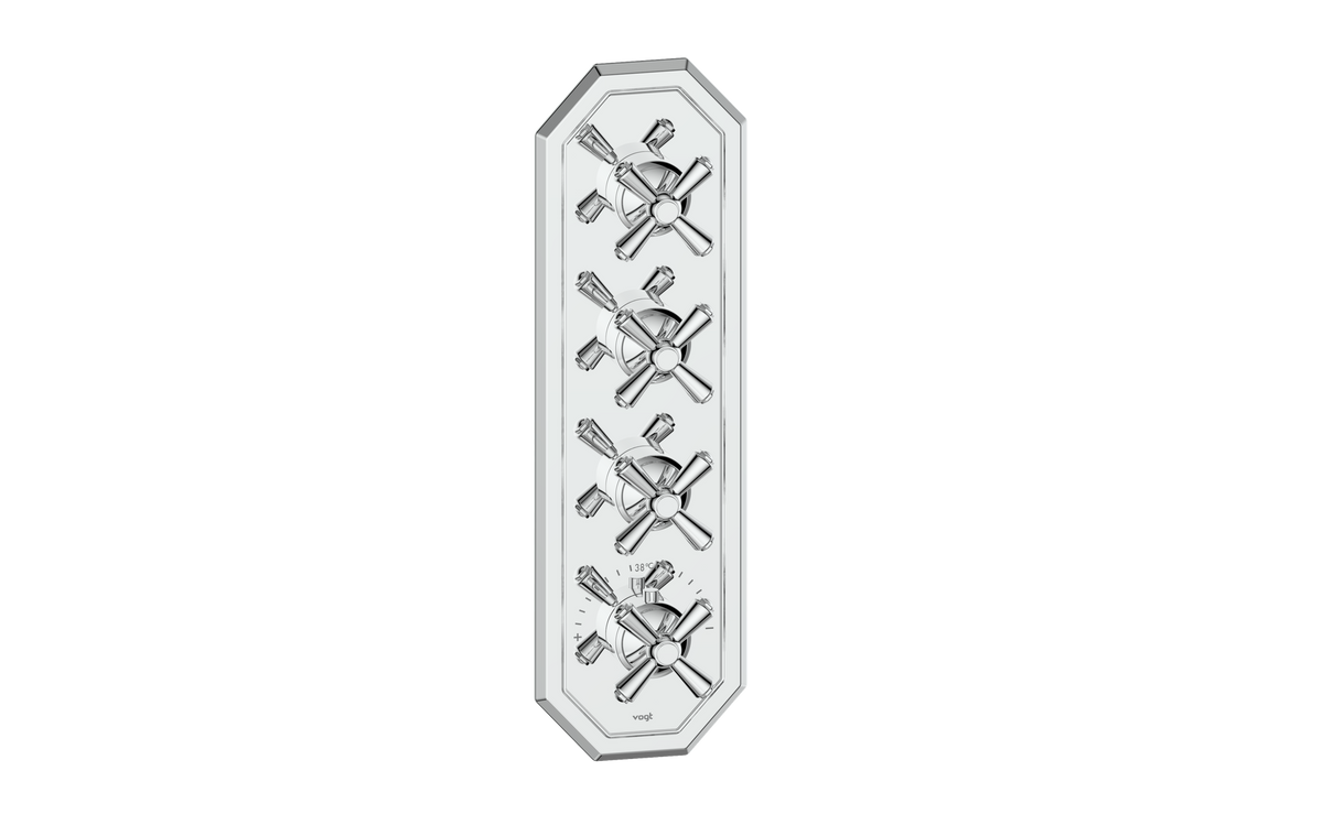 Vogt Carinthia Trim for 3/4" High-Flow TH Valve with 3 Stops - Cross Handle (C3) / Chrome