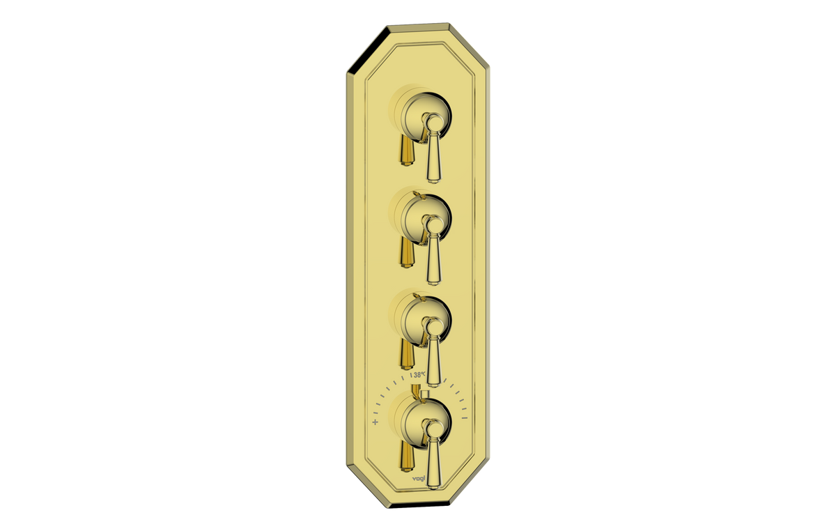 Vogt Carinthia Trim for 3/4" High-Flow TH Valve with 3 Stops - Lever Handle (C1) / Brushed Gold