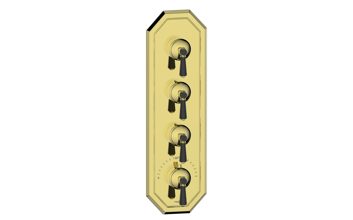 Vogt Carinthia Trim for 3/4" High-Flow TH Valve with 3 Stops - Lever Handle (C1) / Brushed Gold/Matte Black