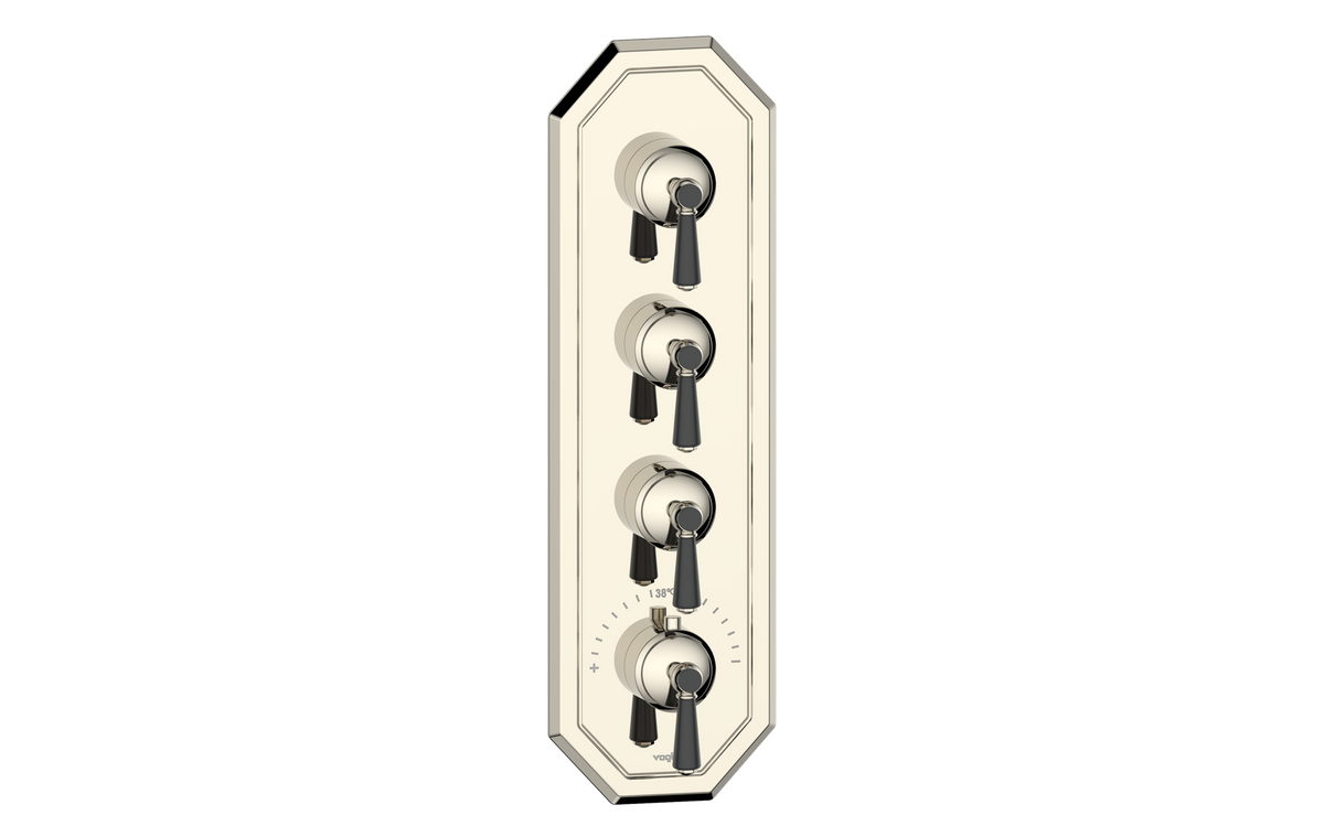 Vogt Carinthia Trim for 3/4" High-Flow TH Valve with 3 Stops - Lever Handle (C1) / Polished Nickel/Matte Black