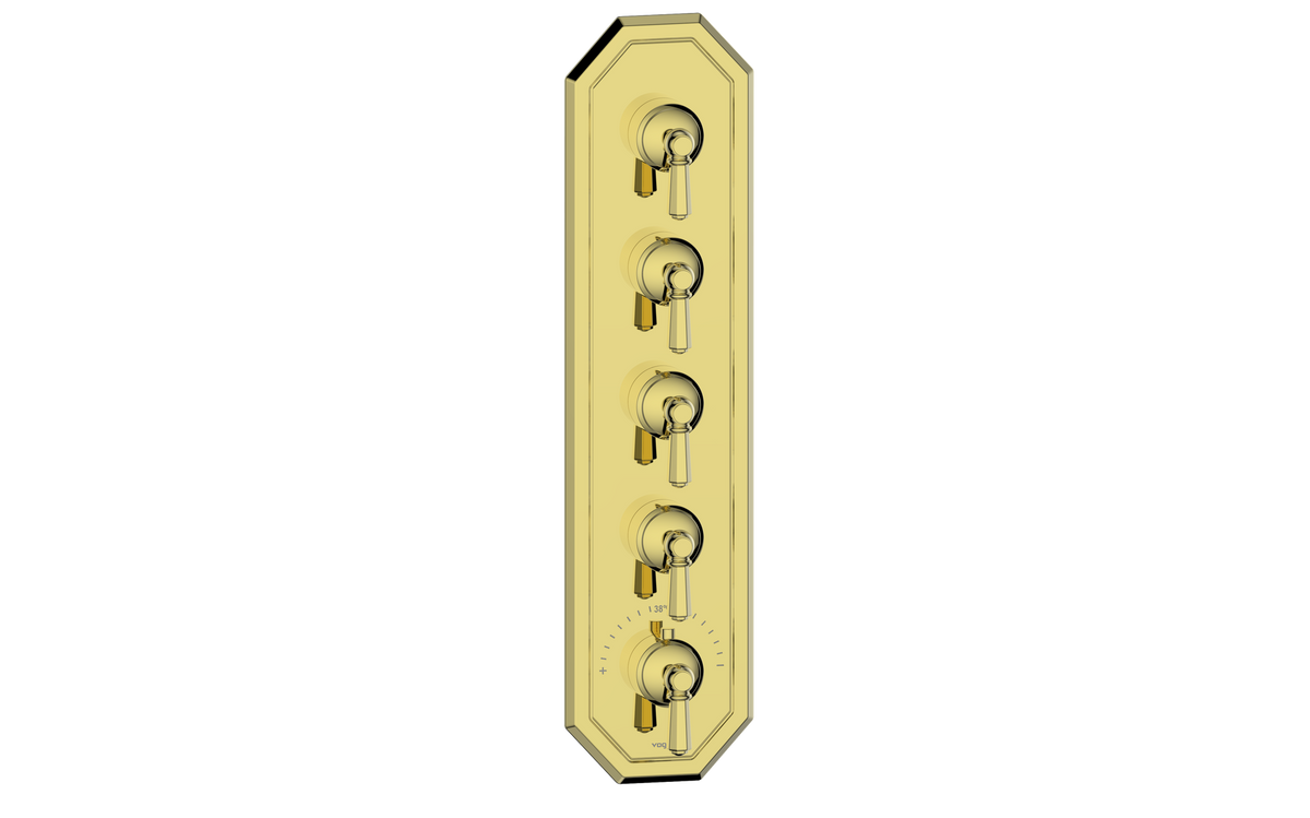 Vogt Carinthia Trim for 3/4" High-Flow TH Valve with 4 Stops - Octagonal Handle (C2) / Brushed Gold