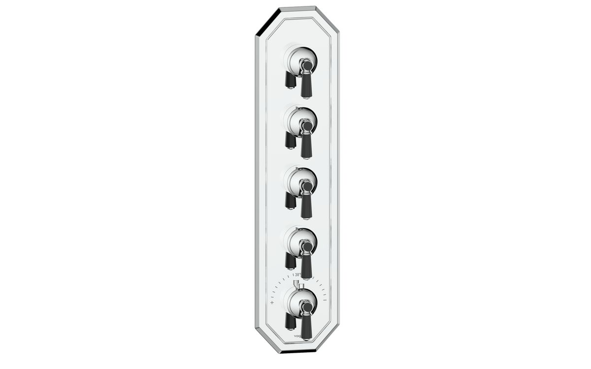 Vogt Carinthia Trim for 3/4" High-Flow TH Valve with 4 Stops - Octagonal Handle (C2) / Chrome/Matte Black