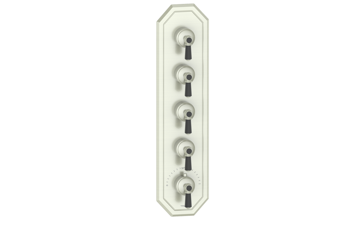 Vogt Carinthia Trim for 3/4" High-Flow TH Valve with 4 Stops - Octagonal Handle (C2) / Brushed Nickel/Matte Black