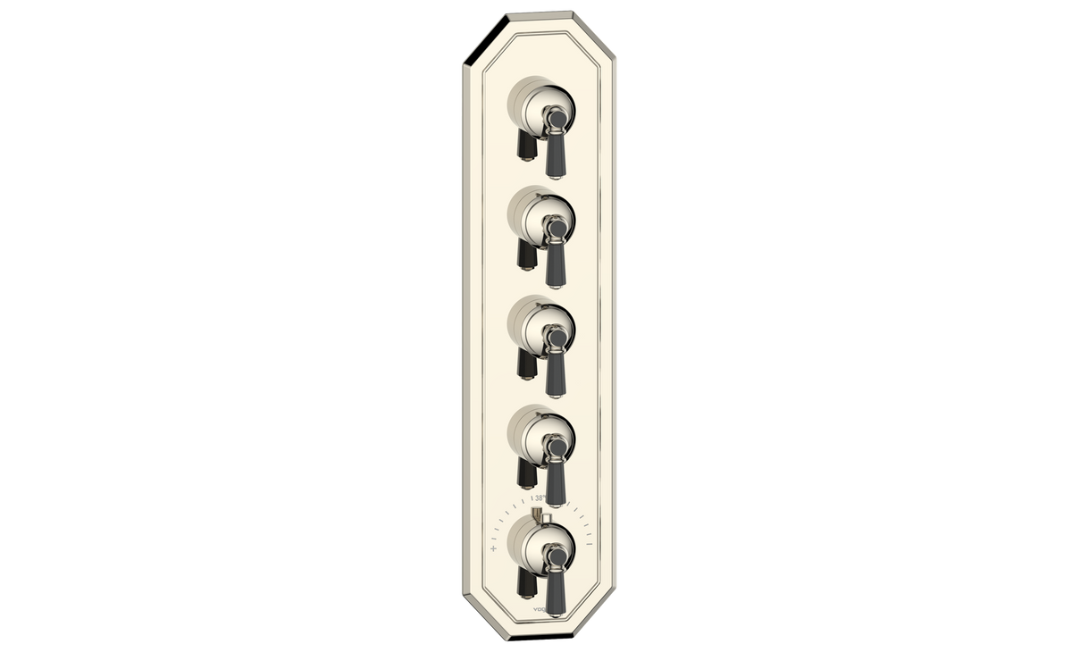Vogt Carinthia Trim for 3/4" High-Flow TH Valve with 4 Stops - Octagonal Handle (C2) / Polished Nickel/Matte Black