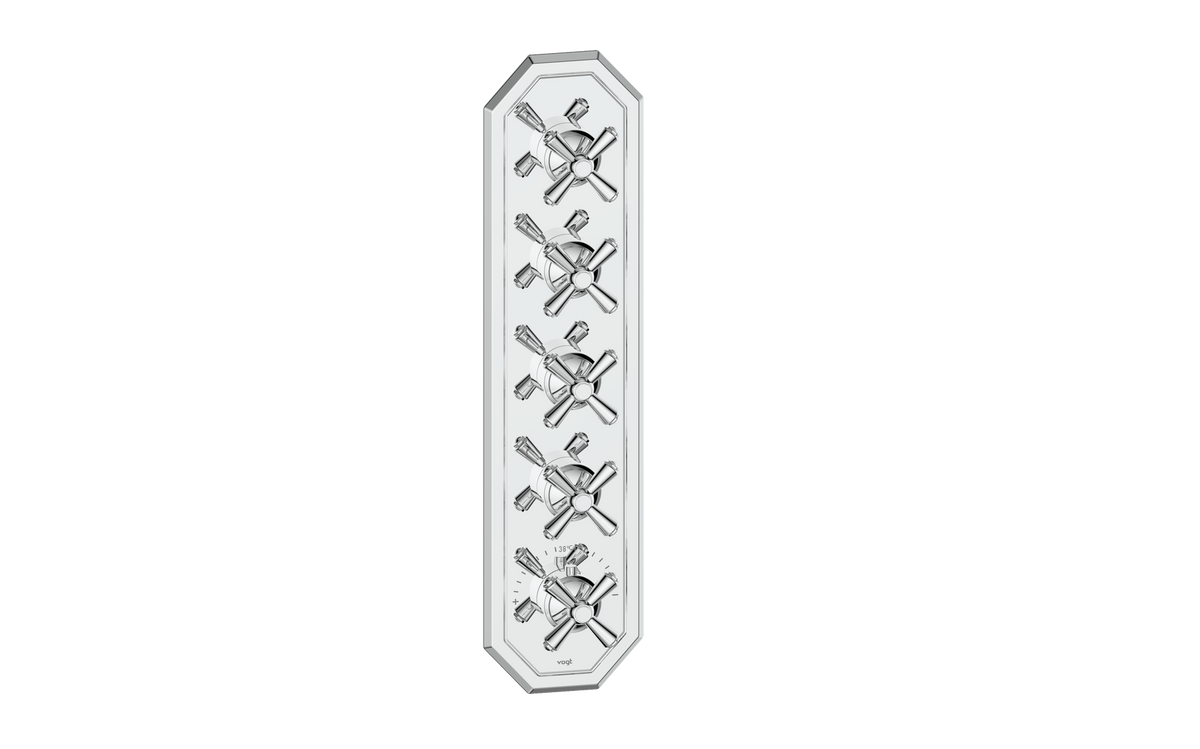 Vogt Carinthia Trim for 3/4" High-Flow TH Valve with 4 Stops - Cross Handle (C3) / Chrome