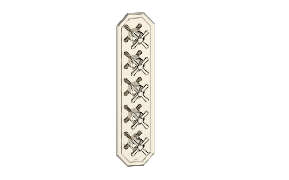 Vogt Carinthia Trim for 3/4" High-Flow TH Valve with 4 Stops - Cross Handle (C3) / Polished Nickel
