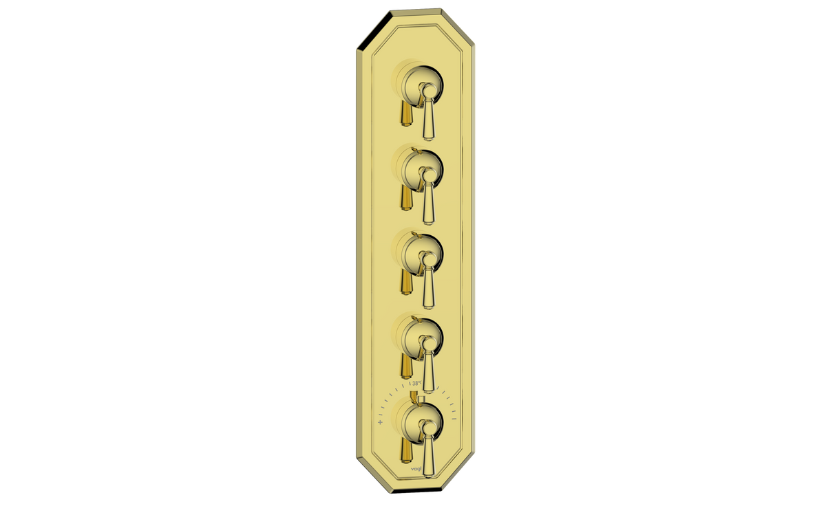 Vogt Carinthia Trim for 3/4" High-Flow TH Valve with 4 Stops - Lever Handle (C1) / Brushed Gold