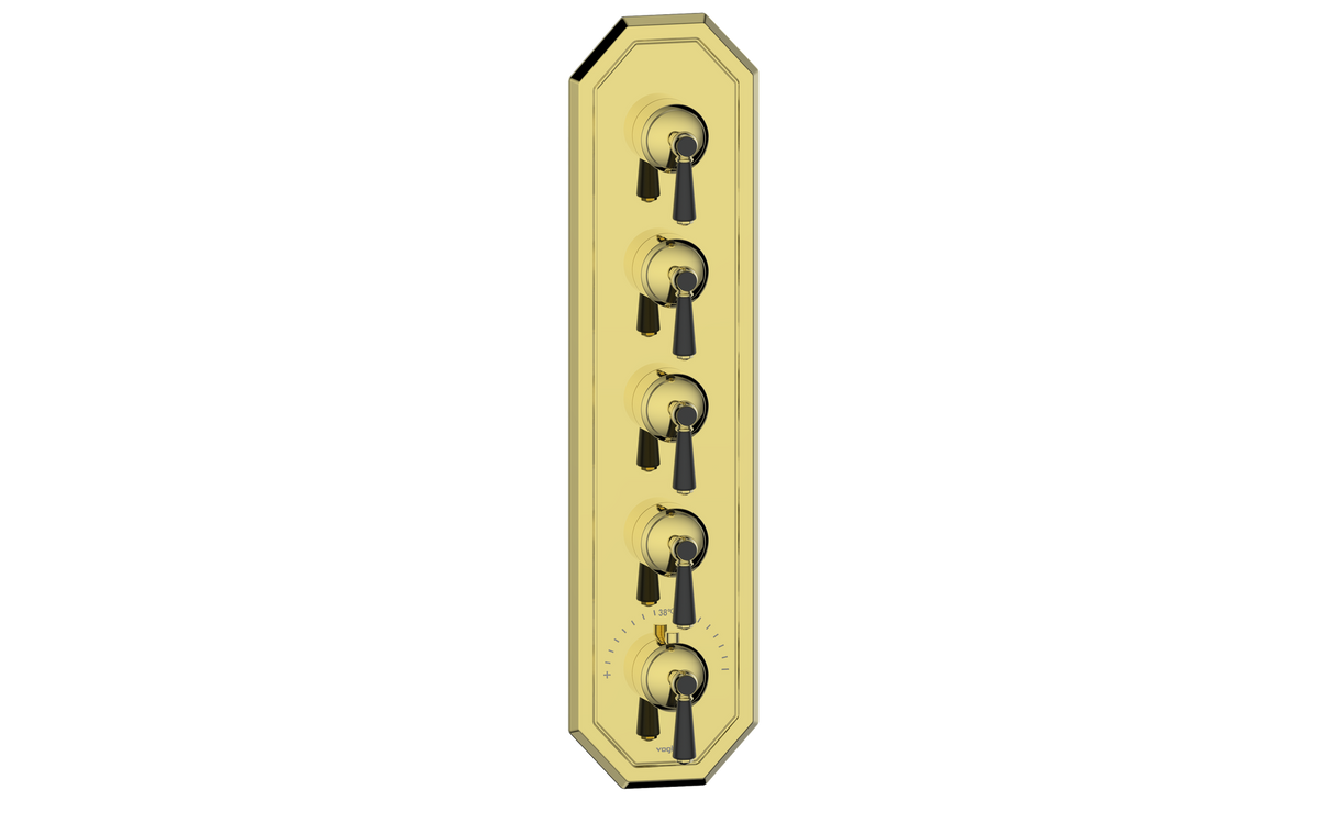 Vogt Carinthia Trim for 3/4" High-Flow TH Valve with 4 Stops - Lever Handle (C1) / Brushed Gold/Matte Black