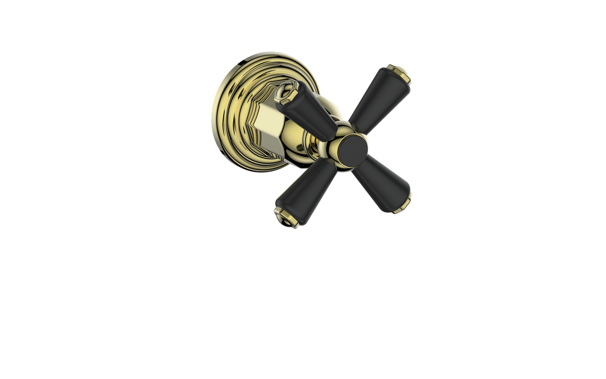 Vogt Carinthia Trim for 3/4" Volume Control - Cross Handle (C3) / Brushed Gold/Matte Black