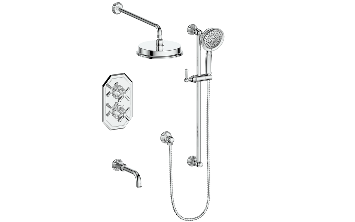 Vogt Carinthia Trim for 3-Way TH Shower Kit - Cross Handle (C3) / Chrome