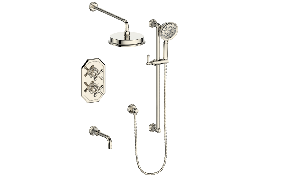 Vogt Carinthia Trim for 3-Way TH Shower Kit - Cross Handle (C3) / Polished Nickel