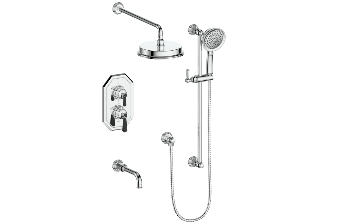 Vogt Carinthia Trim for 3-Way TH Shower Kit - Lever Handle (C1) / Chrome/Matte Black