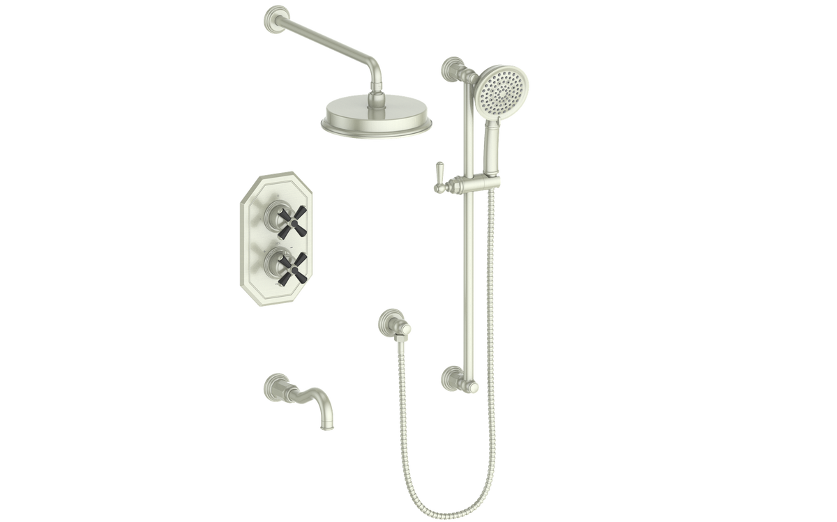 Vogt Carinthia Trim for 3-Way TH Shower Kit - Cross Handle (C3) / Brushed Nickel/Matte Black