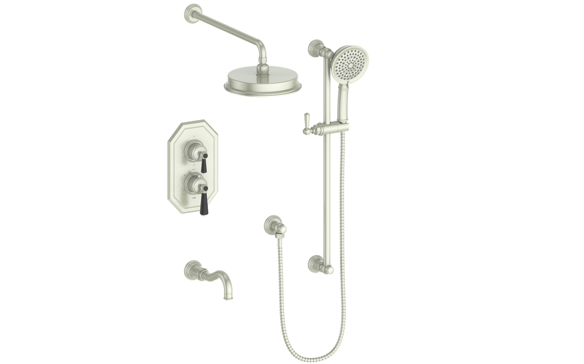 Vogt Carinthia Trim for 3-Way TH Shower Kit - Lever Handle (C1) / Brushed Nickel/Matte Black