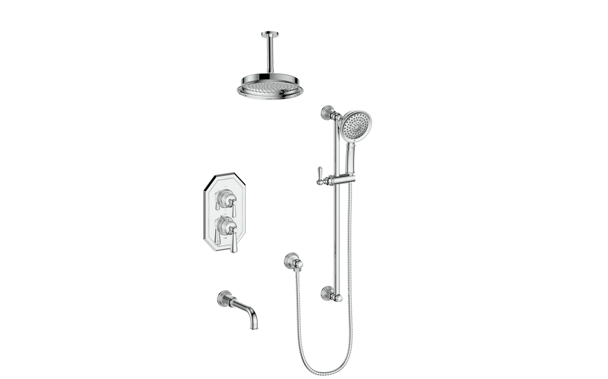 Vogt Carinthia Trim for 3-Way TH Shower Kit with 6" Ceiling Arm - Lever Handle (C1) / Chrome