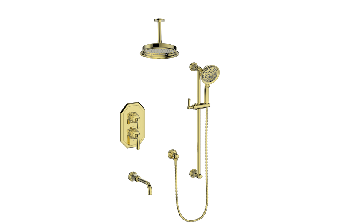 Vogt Carinthia Trim for 3-Way TH Shower Kit with 6" Ceiling Arm - Lever Handle (C1) / Brushed Gold