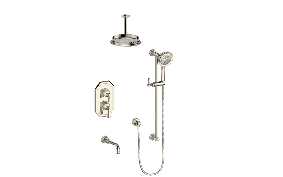 Vogt Carinthia Trim for 3-Way TH Shower Kit with 6" Ceiling Arm - Lever Handle (C1) / Polished Nickel