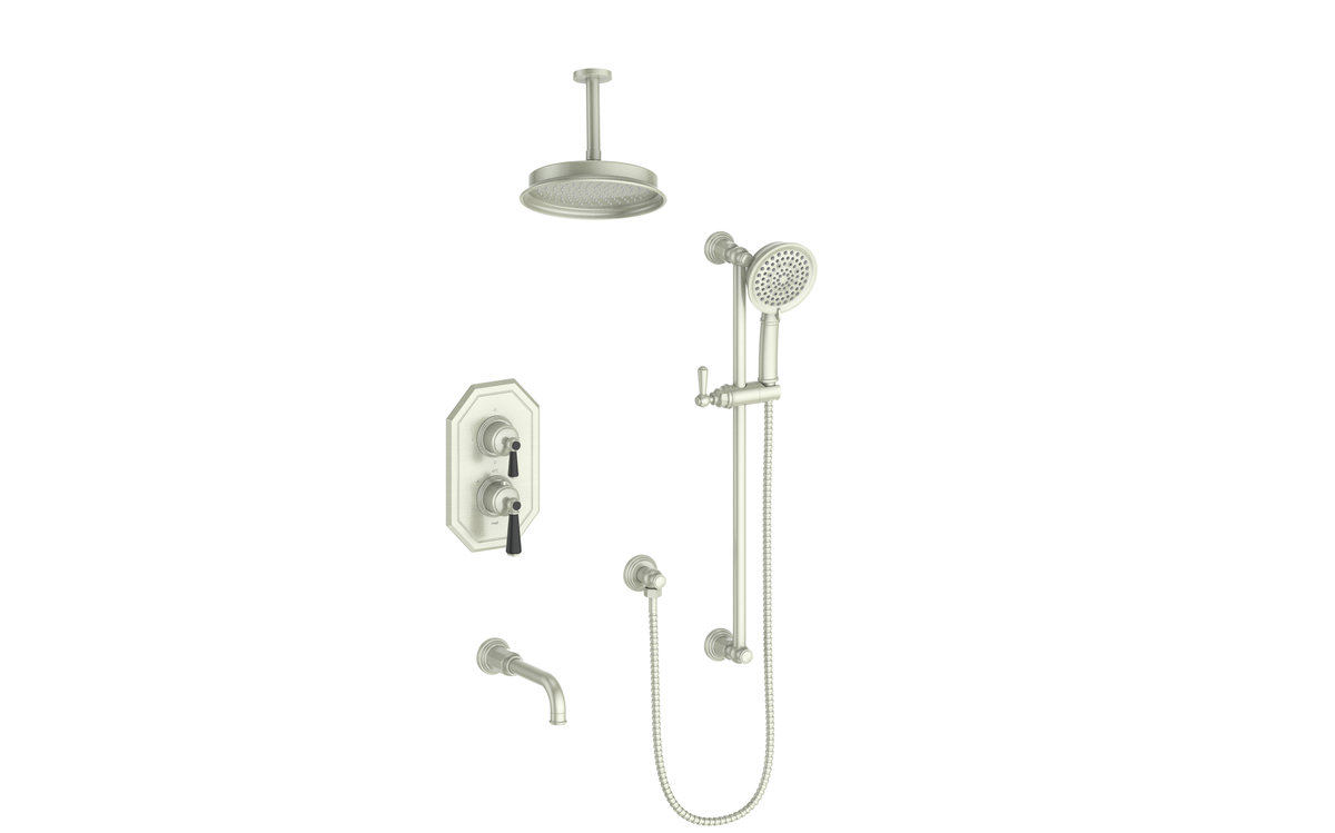 Vogt Carinthia Trim for 3-Way TH Shower Kit with 6" Ceiling Arm - Lever Handle (C1) / Brushed Nickel/Matte Black