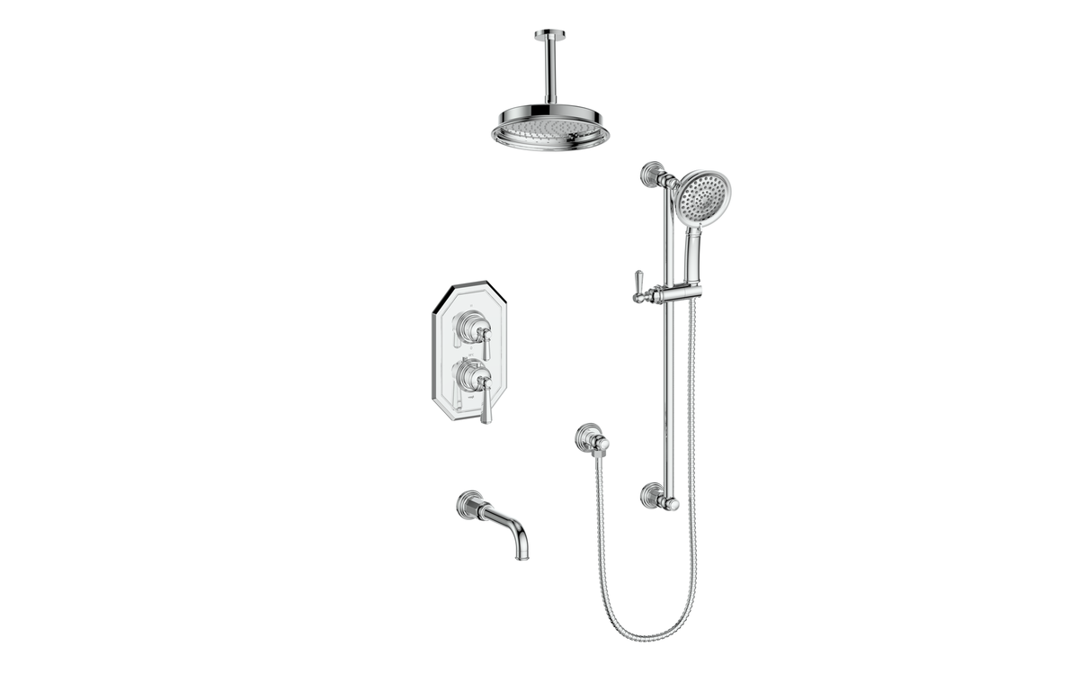 Vogt Carinthia Trim for 3-Way TH Shower Kit with 6" Ceiling Arm - Octagonal Handle (C2) / Chrome