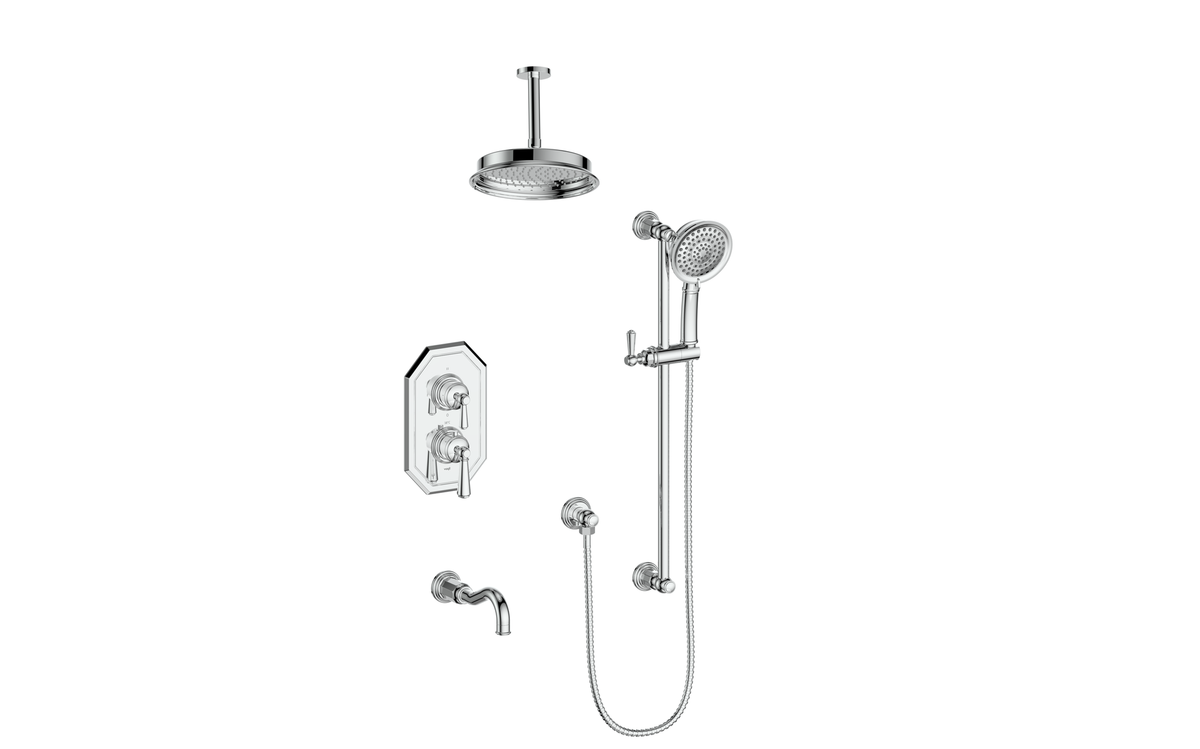 Vogt Carinthia Trim for 3-Way TH Shower Kit with 6" Ceiling Arm - Lever Handle (C1) / Chrome