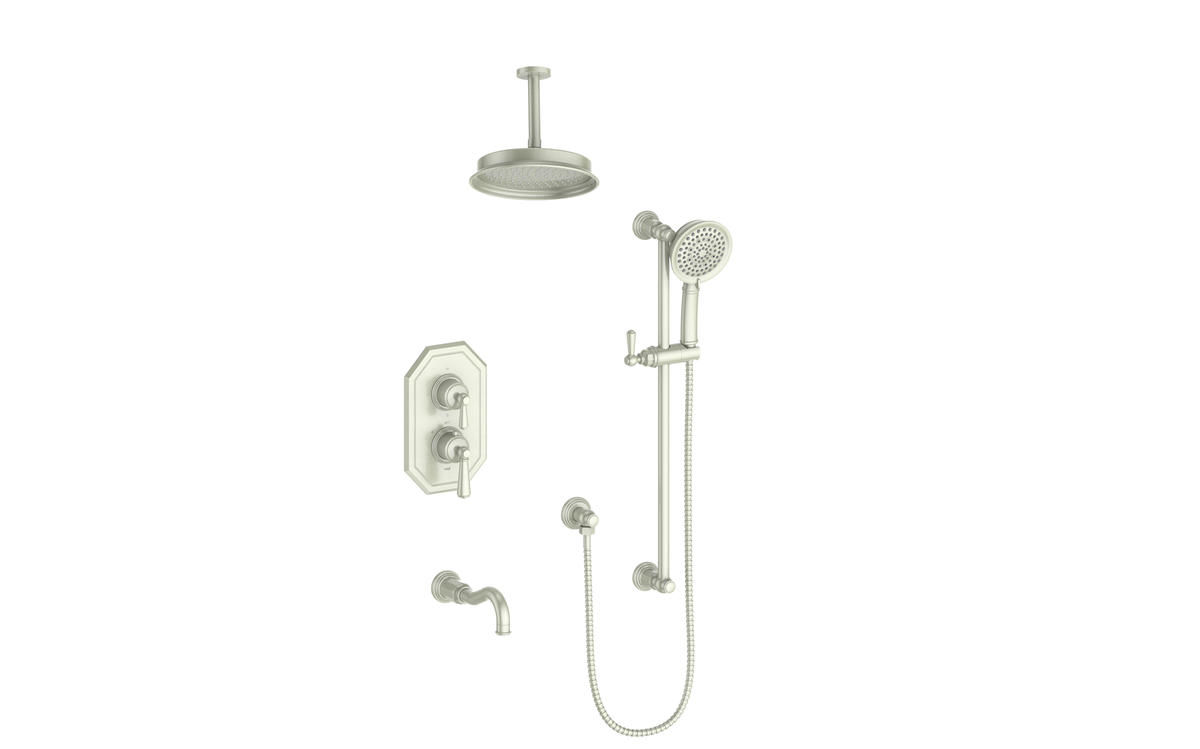 Vogt Carinthia Trim for 3-Way TH Shower Kit with 6" Ceiling Arm - Lever Handle (C1) / Brushed Nickel