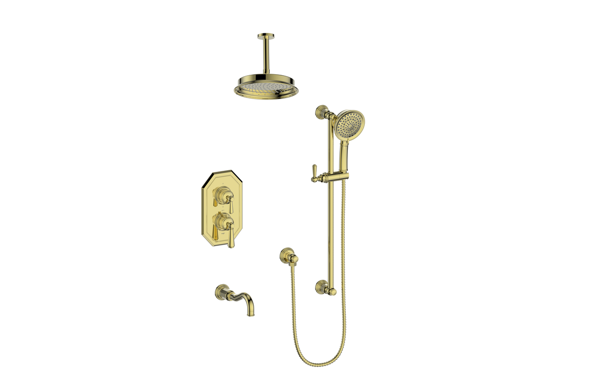 Vogt Carinthia Trim for 3-Way TH Shower Kit with 6" Ceiling Arm - Lever Handle (C1) / Brushed Gold