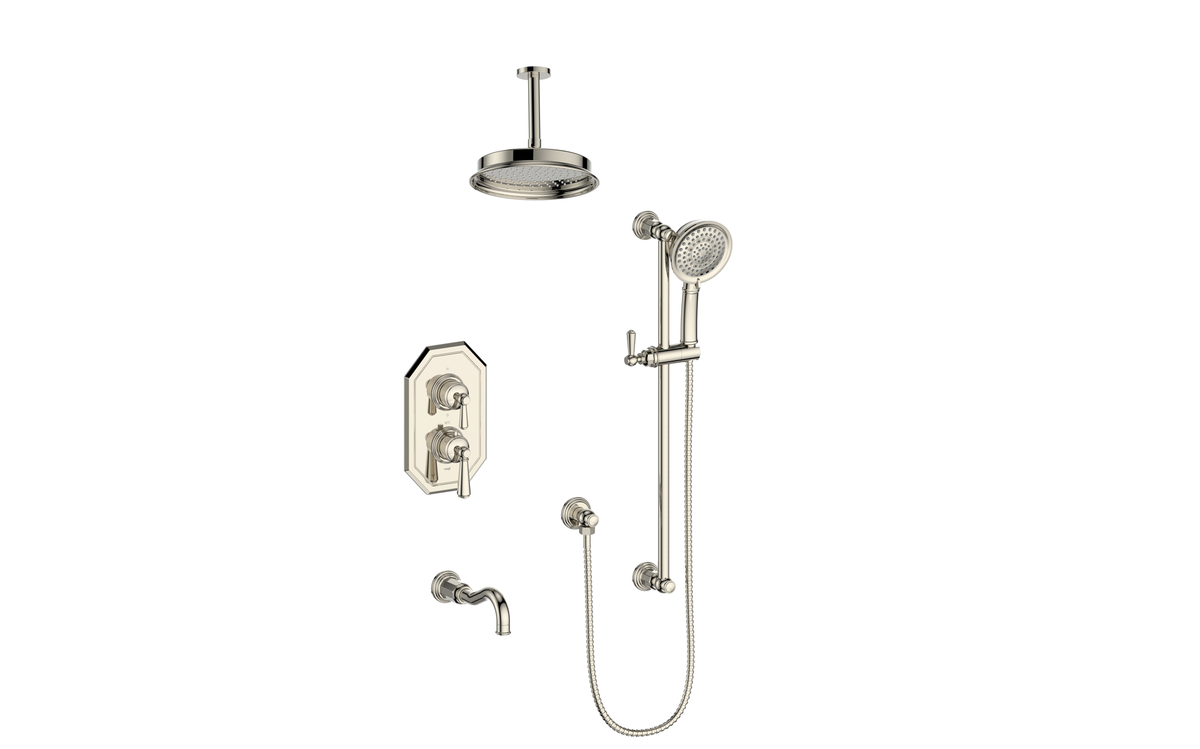 Vogt Carinthia Trim for 3-Way TH Shower Kit with 6" Ceiling Arm - Lever Handle (C1) / Polished Nickel
