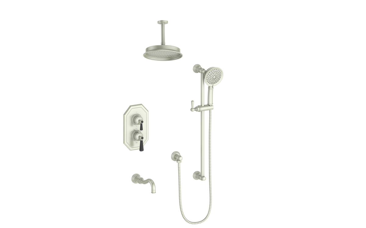 Vogt Carinthia Trim for 3-Way TH Shower Kit with 6" Ceiling Arm - Lever Handle (C1) / Brushed Nickel/Matte Black
