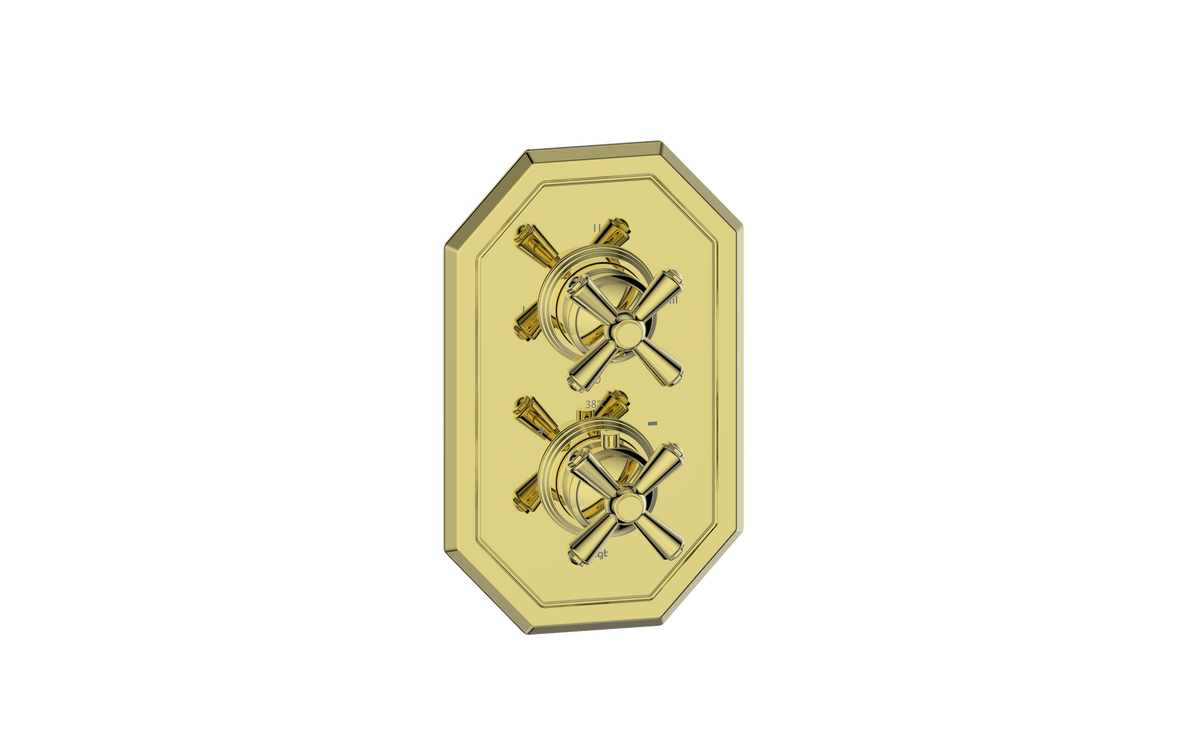 Vogt Carinthia Trim for 3-Way TH Valve - Cross Handle (C3) / Brushed Gold