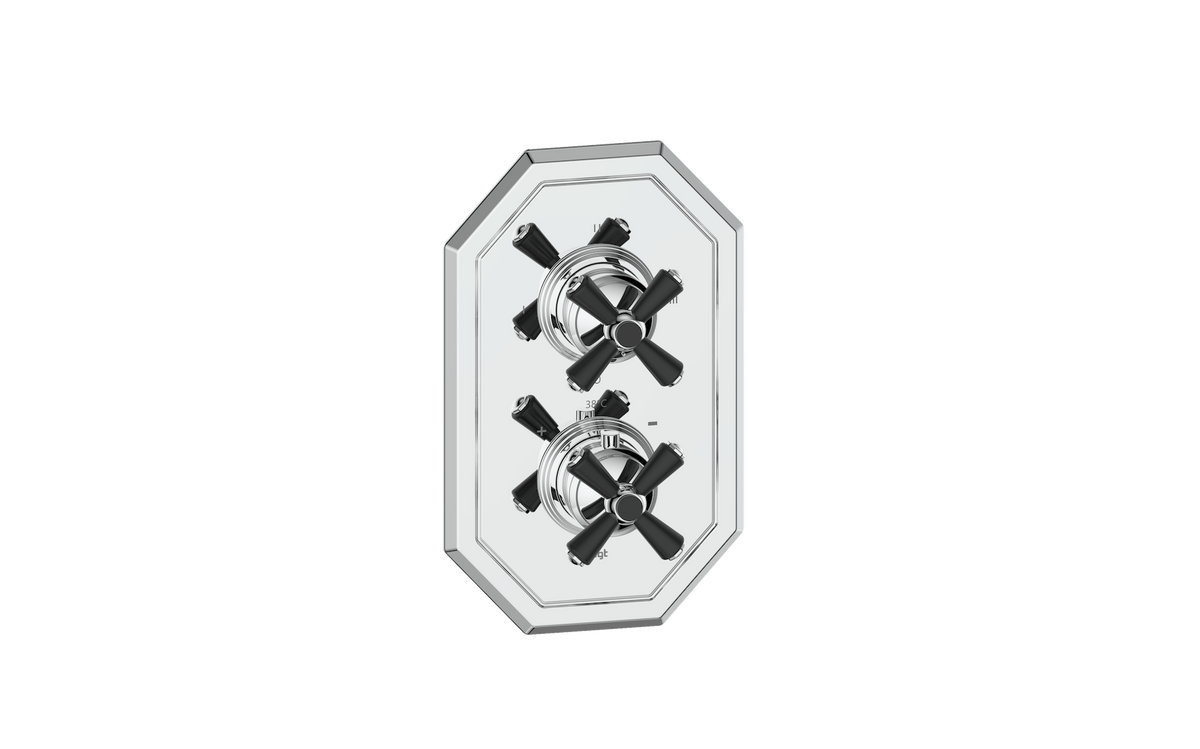 Vogt Carinthia Trim for 3-Way TH Valve - Cross Handle (C3) / Chrome/Matte Black