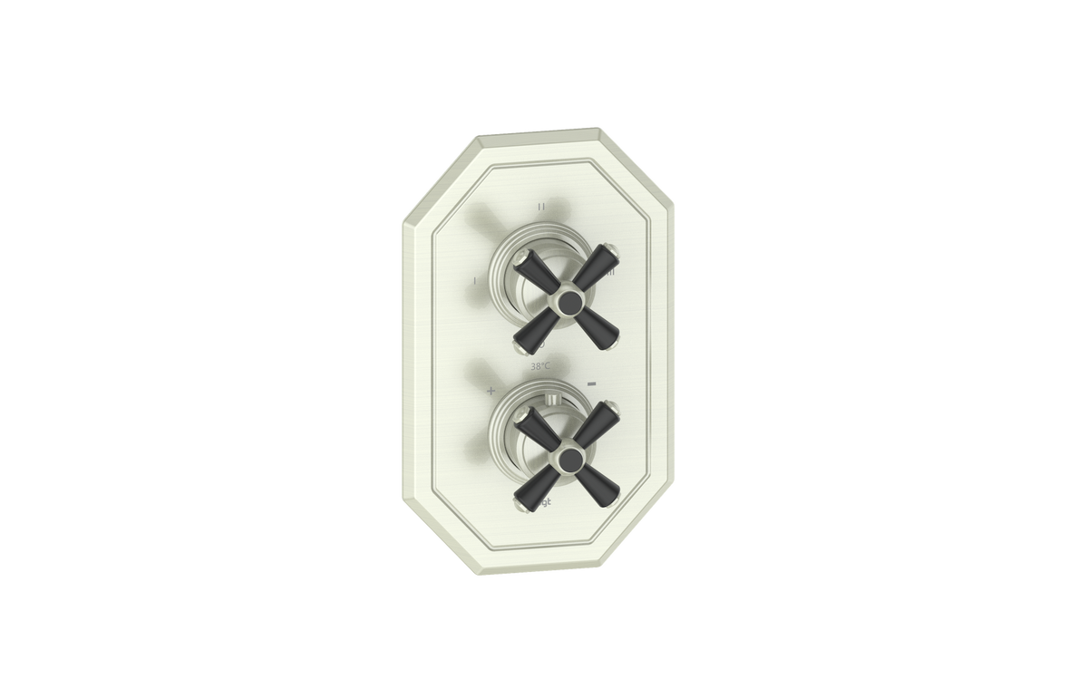 Vogt Carinthia Trim for 3-Way TH Valve - Cross Handle (C3) / Brushed Nickel/Matte Black