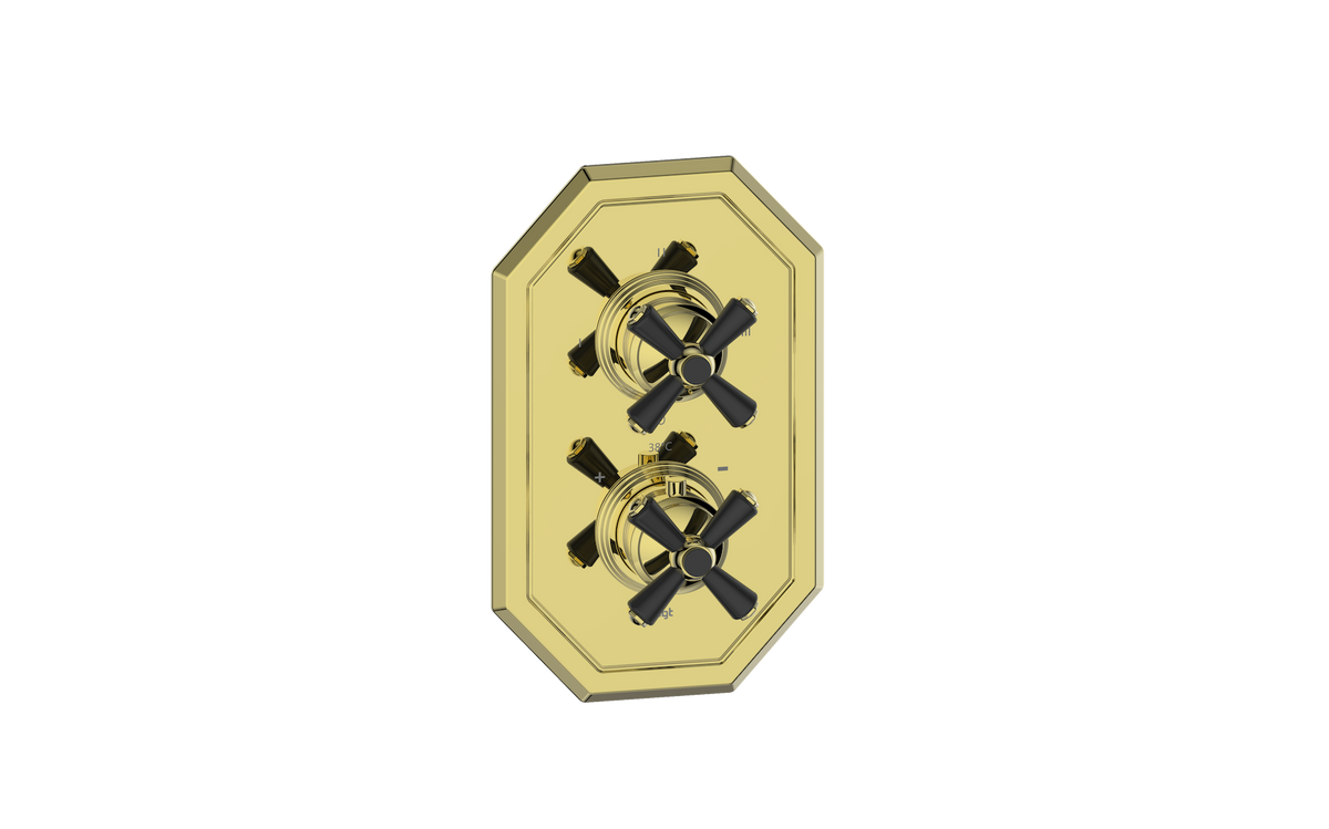 Vogt Carinthia Trim for 3-Way TH Valve - Cross Handle (C3) / Brushed Gold/Matte Black